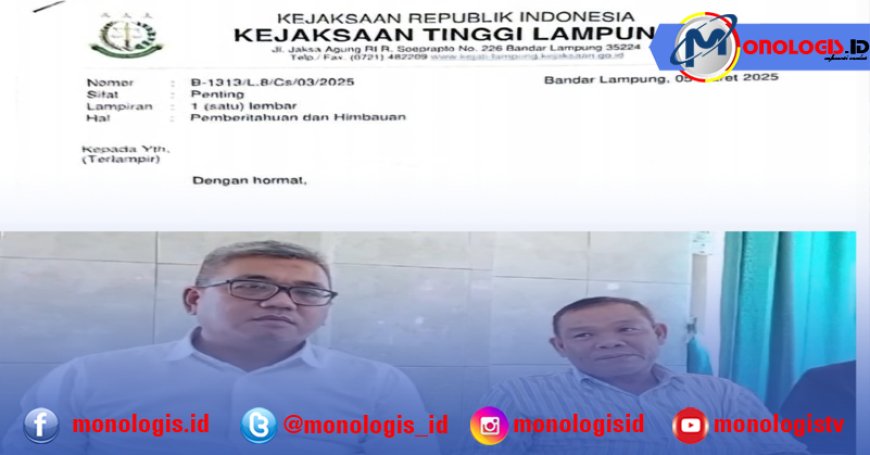 Kajati Lampung Diminta batalkan Semua MOU Pendampingan dan Pengawalan Proyek Pemerintah Daerah