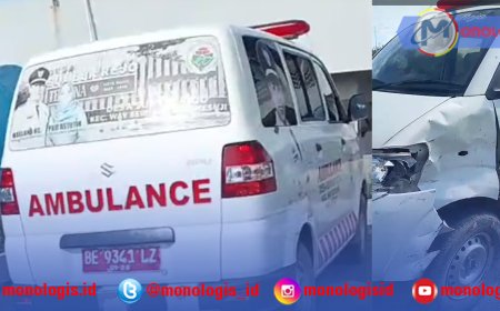 Ambulance Dikendarai Kades Sumber Rejo Mesuji Tabrak Pemotor