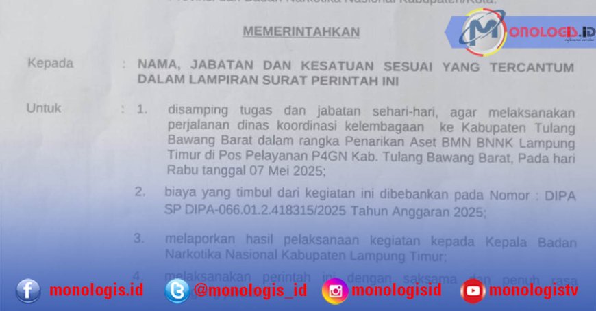 Buntut Penarikan Aset, Ketua BNN Lampung Timur Harus Dievaluasi