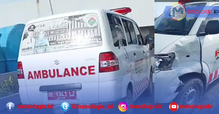 Ambulance Dikendarai Kades Sumber Rejo Mesuji Tabrak Pemotor