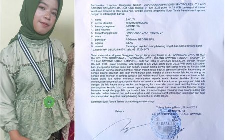 Gadis di Tulangbawang Barat Diduga Dibawa Kabur Pria, Keluarga Lapor Polisi