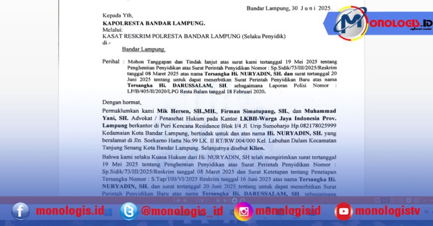 Kuasa Hukum Nuryadin, Kembali Pertanyakan SP3 Nuryadin dan Status Sprindik Baru Darussalam