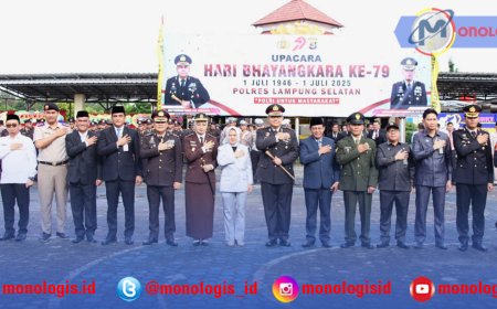 Sekda Lampung Selatan Hadiri Upacara HUT ke-79 Bhayangkara