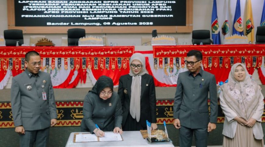 Pemprov-DPRD Lampung Tandatangani Nota Kesepahaman KUA-PPAS APBD 2026