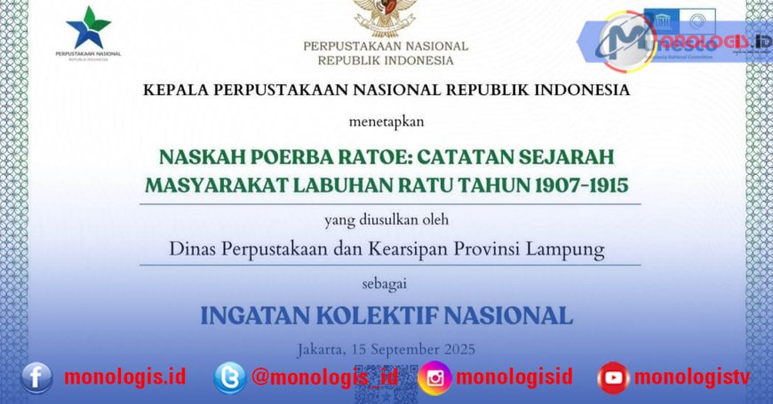 Dua Naskah Kuno Asal Lampung Raih Sertifikat IKON 2025 dari Perpustakaan Nasional
