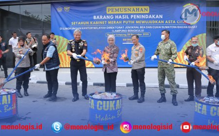Pemprov Lampung bersama Bea Cukai Sumbagbar Musnahkan Barang Ilegal Senilai Rp74,95 M