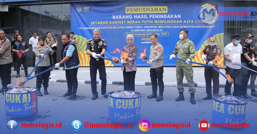 Pemprov Lampung bersama Bea Cukai Sumbagbar Musnahkan Barang Ilegal Senilai Rp74,95 M