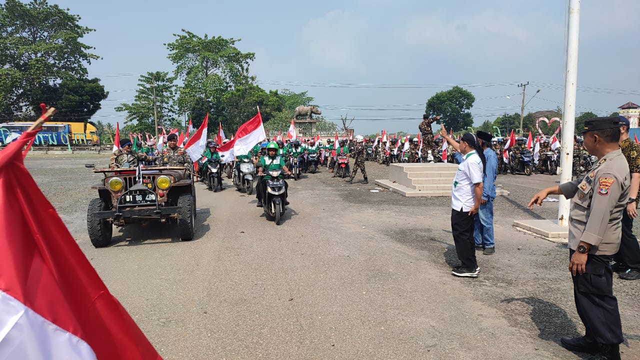 Ribuan Pemudan Ansor Lampung Timur Laksanakan Kirab Bendera Merah Putih