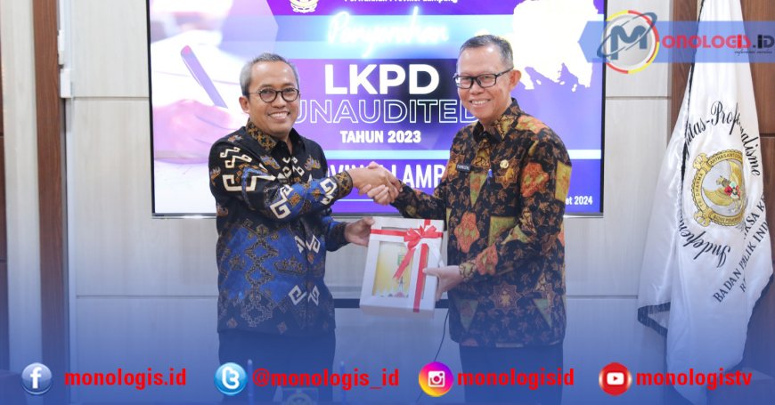 Sekdaprov Lampung Serahkan LKPD 2023 ke BPK