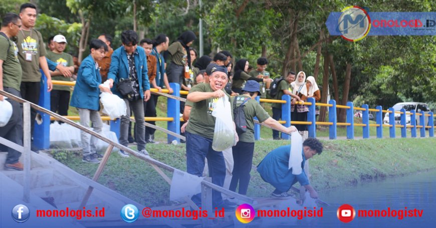 Forpimawa 2024 Tanam Pohon dan Tebar Benih Ikan di Embung Rusunawa Unila