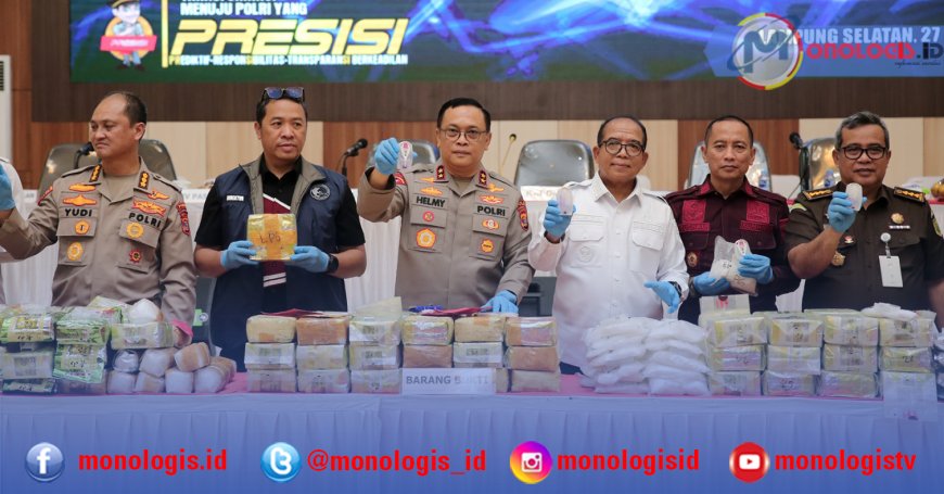 Pj Gubernur Lampung Lakukan Pemusnahan Barang Bukti Narkotika di Polda