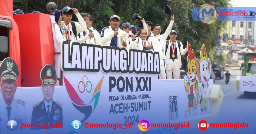Berhasil Pertahankan Posisi 20 Besar PON, Kontingen Lampung Diarak Keliling Kota