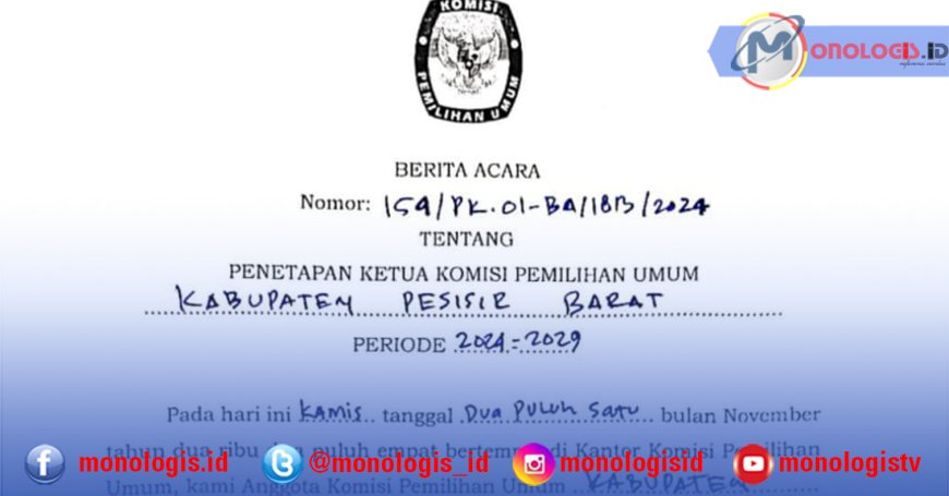 Miftah Farid Didapuk Sebagai Ketua KPU Pesisir Barat 2024-2029
