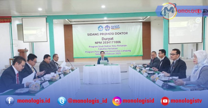 Duryat Resmi Sandang Gelar Doktor Fakultas Pertanian Unila