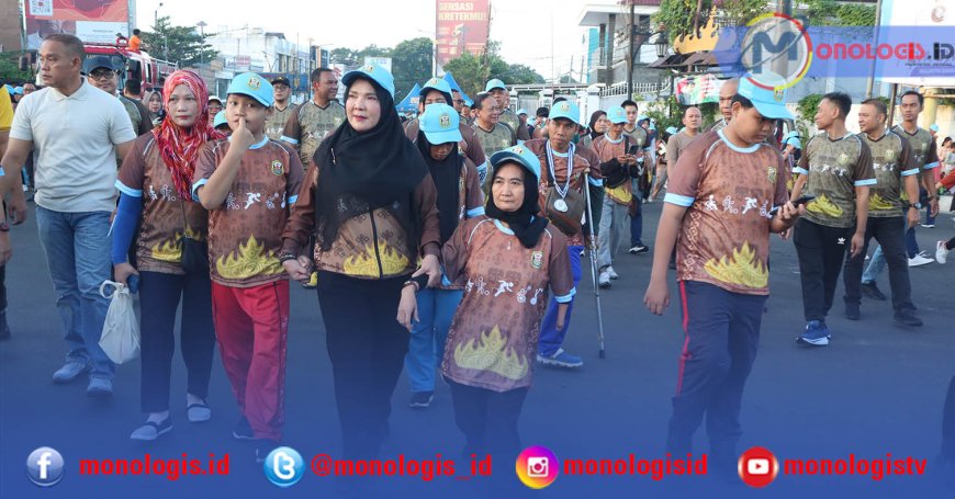 Ribuan Disabilitas Ikuti Jalan Sehat dan Senam Bersama HUT Bandarlampung