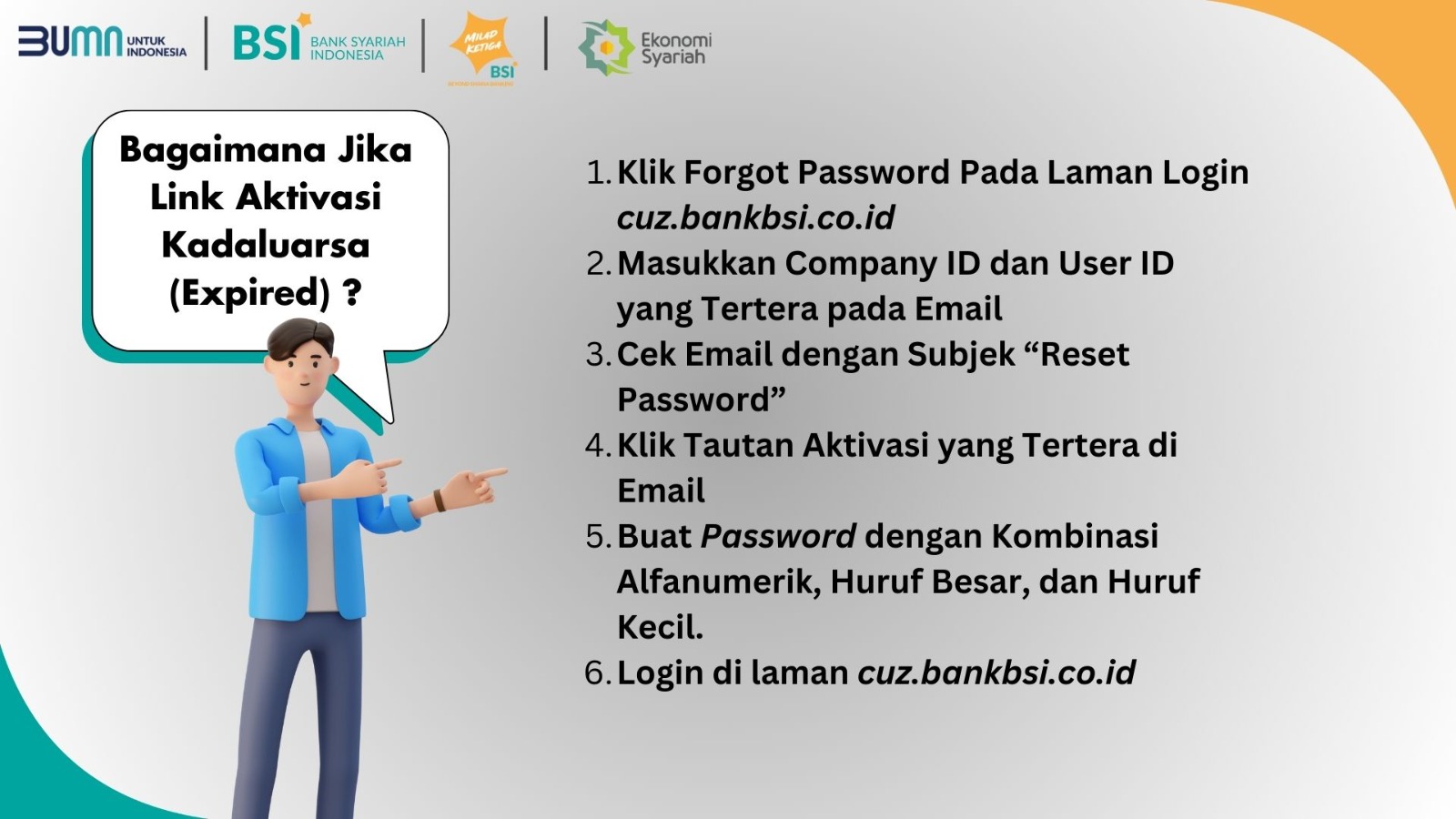 Aktivasi Bank BSI Giro CMS ke CUZ
