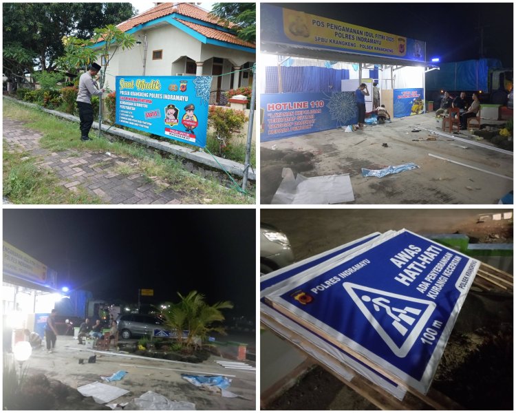 *Pembangunan Pos pengamanan Idul Fitri 2025 Polres Indramayu di Depan SPBU Krangkeng*