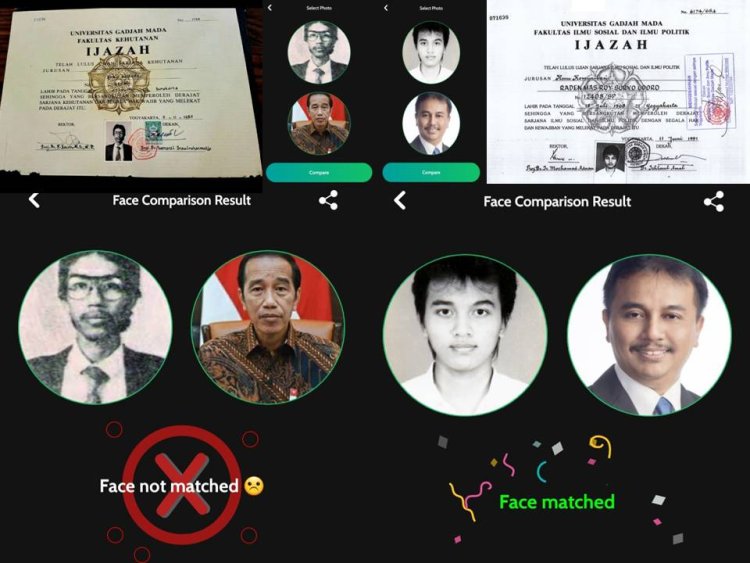 *Teknologi AI jujur dan tidak bohong, Memastikan Foto di "Ijazah JkW" NOT MATCHED (alias Palsu)*      _Oleh: Dr. KRMT Roy Suryo, M.Kes_