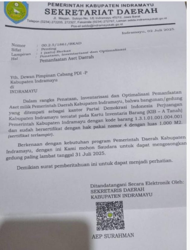 Ada Apa, Setelah Gedung Pers, Kini Giliran Surat Pengosongan ke Gedung PDIP, Sirajudin: Jika Demi Keadilan, Jangan Tebang Pilih!,