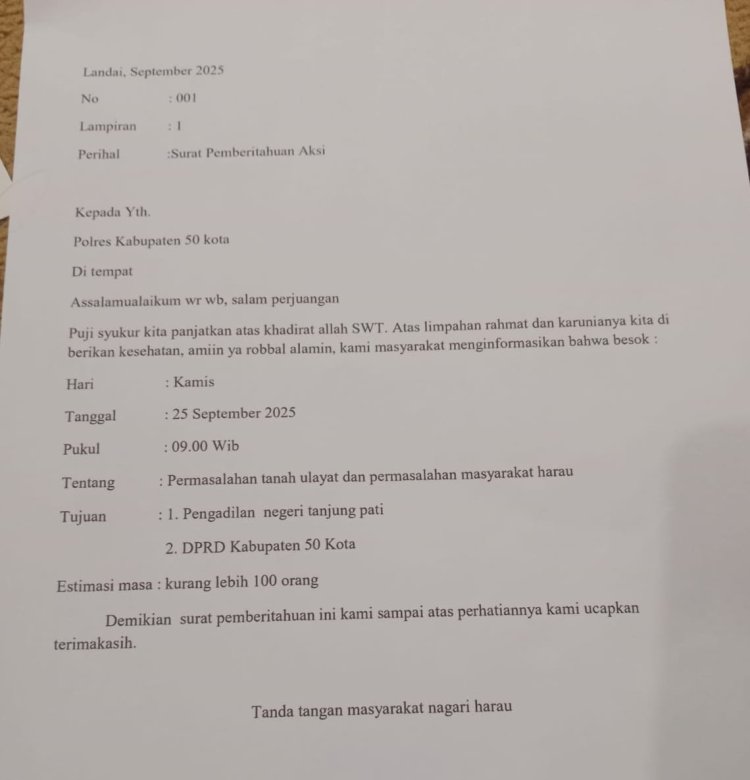 Ratusan Masa Kenagarian Harau Kab.50 Kota Bersatu Kompak Tegakan Keadilan Desak Kejari Payakumbuh