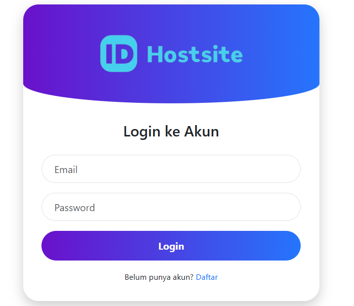 Halaman Login IDHostsite