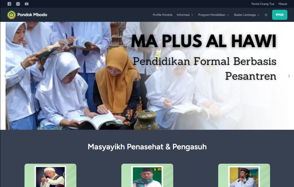 Pengembangan Website Sistem Informasi Pondok Mbodo