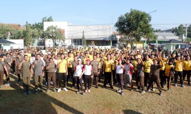 Sebagai Wujud Nyata Sinergitas TNI/Polri Kodim 0608/CJR Dan Polres Cianjur Lakukan Olahraga Bersama