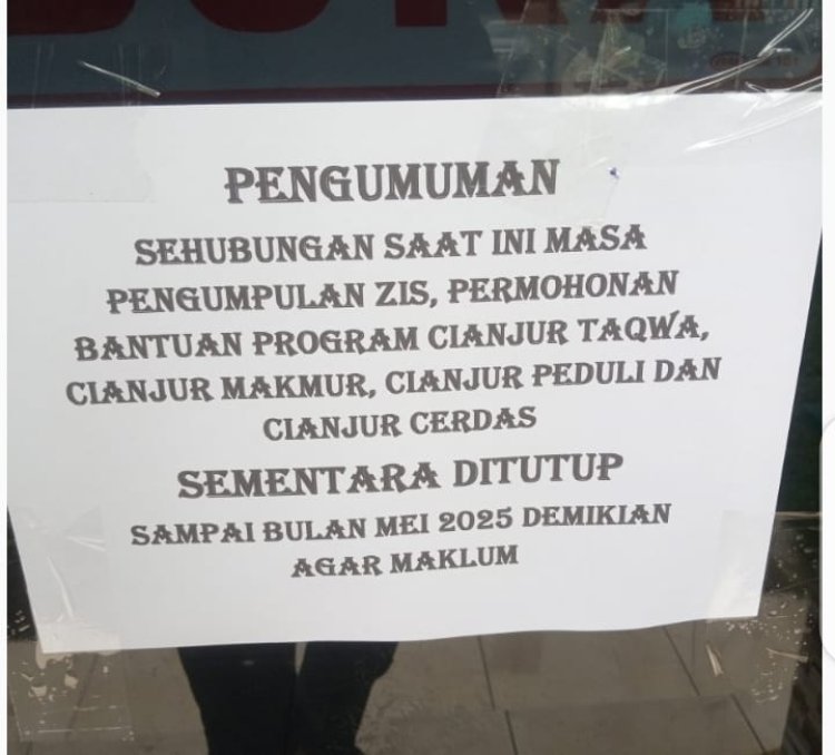 Pengumuman! Baznas Kabupaten Cianjur Tutup Sementara Tiga Program Bantuan Sosial