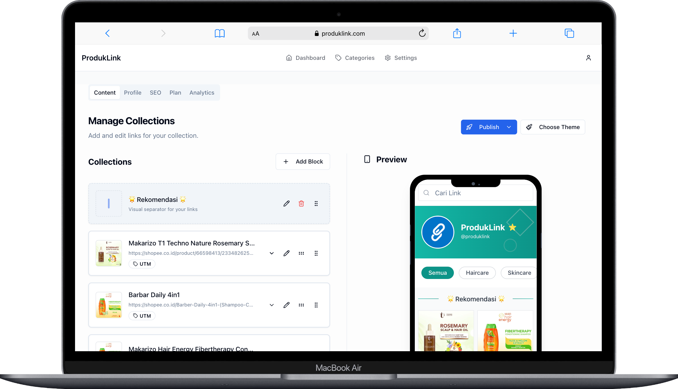 ProdukLink Dashboard Preview