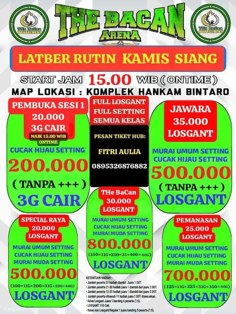 THE BACAN ARENA – Latber Rutin Kamis Siang