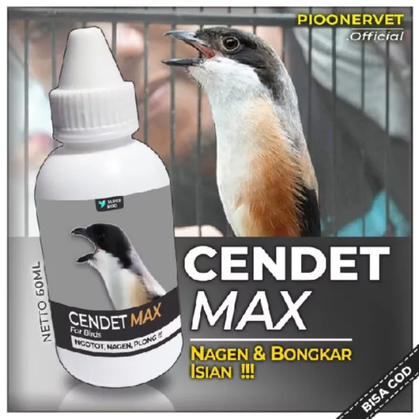 PIOONERVET - Vitamin Burung CENDET MAX Obat Penggacor Kicau Merangsang Bunyi Doping Stamina Sempati DrEdhi Optimaxx
