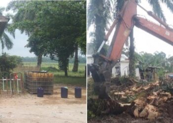 Alat Berat Replanting Diduga Gunakan Solar Subsidi dari Belawan. Disimpan di Halaman Kantor Afdeling IV Kebun Balimbingan