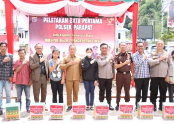 Di Kegiatan Peletakan Batu Pertama Revitalisasi Polsek Parapat, Kapoldasu Ajak Masyarakat Jaga Kamtibmas