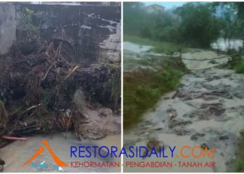 Parit Isolasi dan Batang Pohon Sawit Sisa Replanting Kebun Marihat Diduga Penyebab Banjir di 2 Nagori