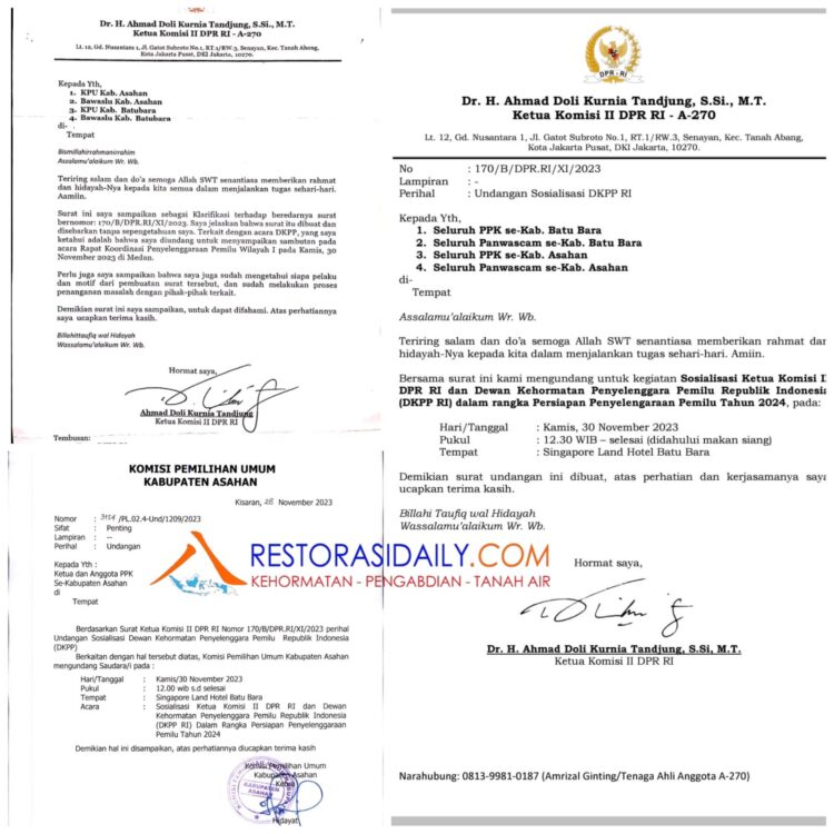Tidak Jadi Hadir di Kegiatan DKPP RI, Ketua Komisi II DPR RI Diduga Buat Surat Klarifikasi