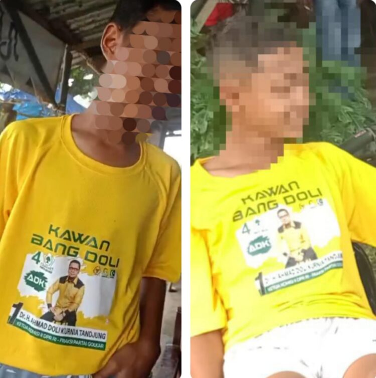 Anak-anak di bawah Umur Pakai Kaos Berwajah Ahmad Doli Kurnia Tandjung dan Lambang Partai Golkar