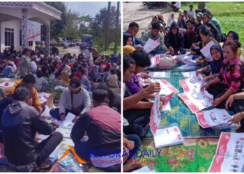 KPU Simalungun Lakukan Pelipatan Surat Suara di Ruang Terbuka