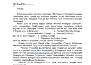 Ribuan ASN Pemkab Simalungun Resah, Dipaksa Menjadi Tim Medsos Bupati Radiapoh H Sinaga