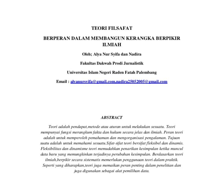 Teori Filsafat Berperan dalam Membangun Kerangka Berpikir Ilmiah