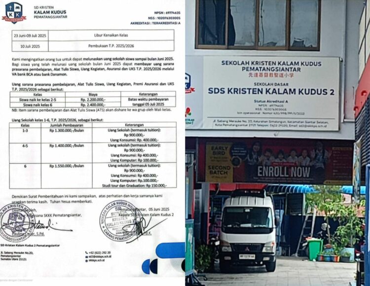 Diprotes, Setiap Tahun Menaikkan Biaya Sekolah. Manajemen SD Kristen Kalam Kudus 2 Dituding Utamakan Keuntungan daripada Kualitas