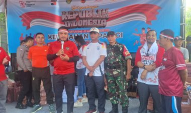 Babinsa Bersama Danramil 06-05/Bogor Utara Monitoring Jalan Sehat Dalam Rangka Meriahkan HUT RI Ke - 79