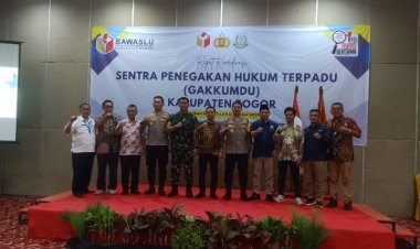 Komandan Kodim 0621/Kab.bogor Menghadiri Rapat Koordinasi Sentra Penegakan Hukum terpadu (Gakkumdu) Kabupaten di Hotel Lorin Sentul.