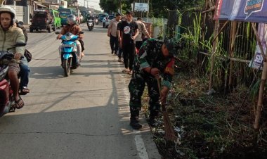 Jumat Bersih, Babinsa Koramil 06-04/Bogor Barat Laksanakan Kerja Bakti Bersama Warga binaan