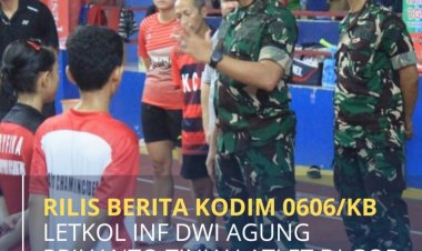 Letkol Inf Dwi Agung Prihanto Tinjau Atlet di GOR Bulutangkis KAYP1 Bogor