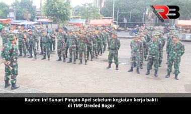 Sambut HUT TNI Ke-79,  Danramil 0602/Bogor Selatan  Pimpin Kerja Bakti di TMP Dreded