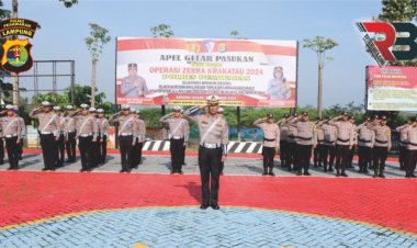 Polres Pesawaran Apel Gelar Pasukan Operasi Zebra Krakatau 2024