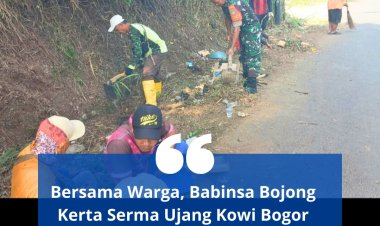 Bersama Warga, Babinsa Bojong Kerta Bogor Kerja Bakti.