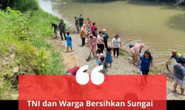 TNI dan Warga Bersihkan Sungai Ciliwung Bogor.
