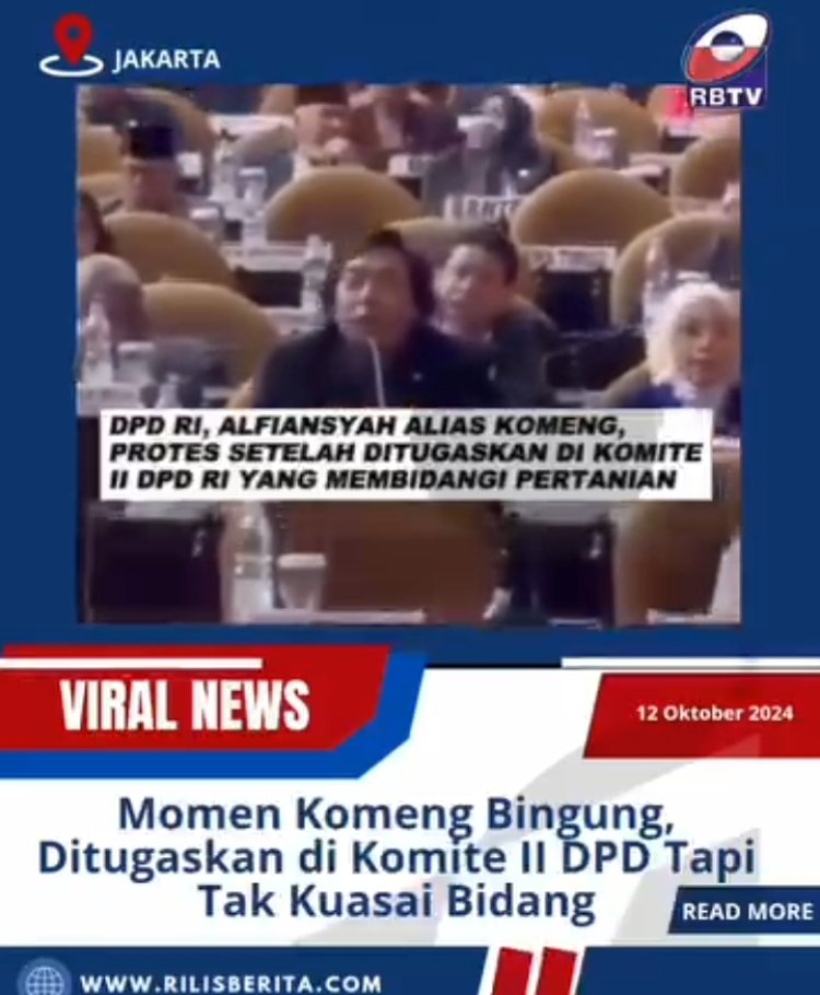 Momen Komeng Bingung, Ditugaskan di Komite II DPD Tapi Tak Kuasai Bidang