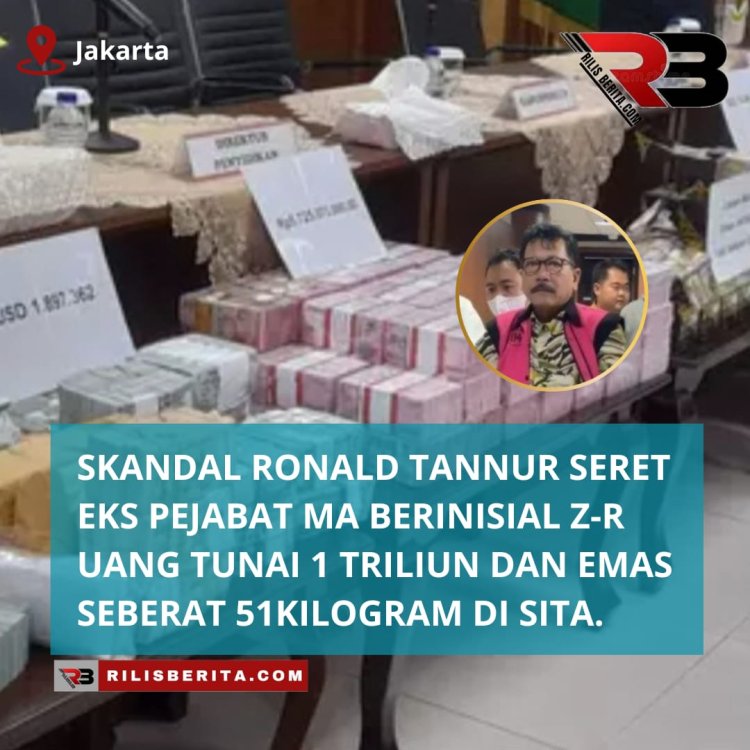 Skandal Ronald Tannur Seret Eks Pejabat MA, Uang tunai 1 Triliun dan Emas 51 Kilogram turut disita.